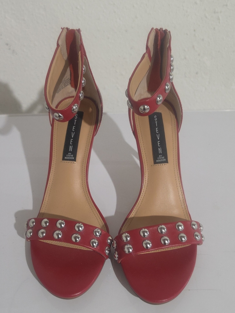 Steven by Steve Madden Nollie Red Studded Ankle-Strap Heels